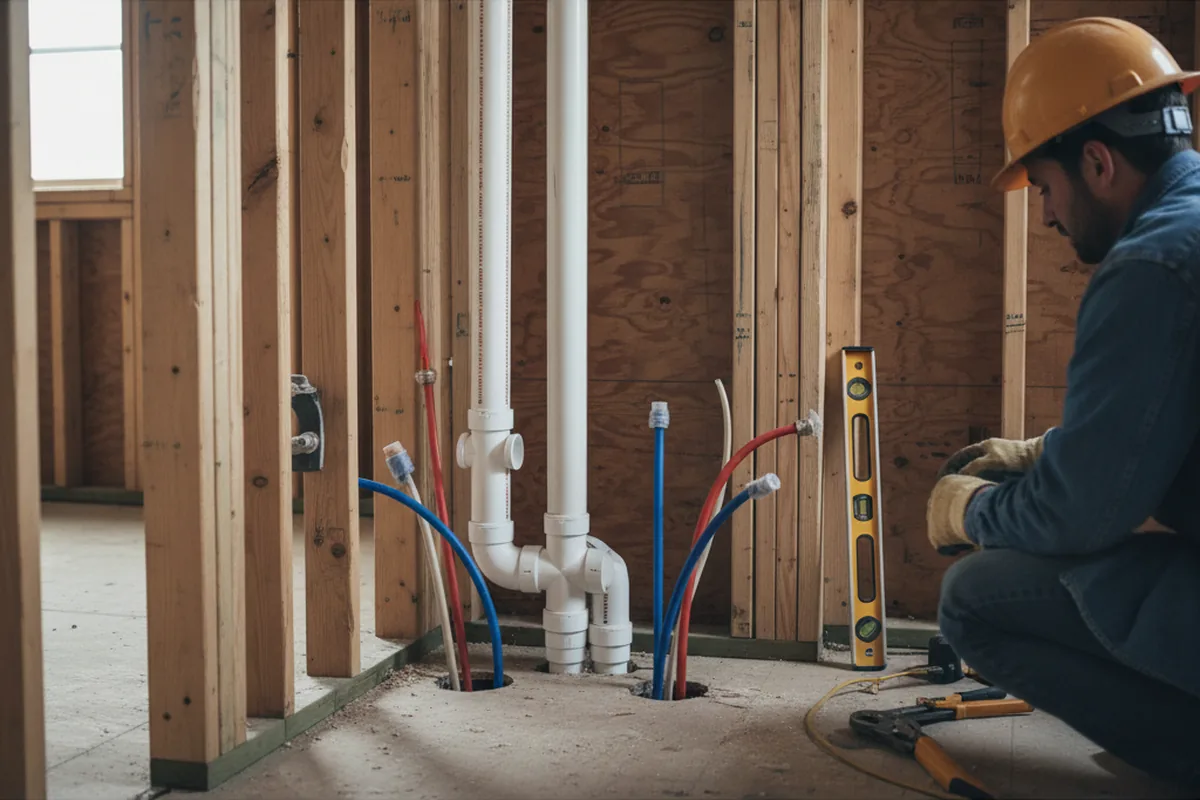 Drain and supply rough-in during Drain Cleaning in Lansing